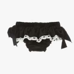 Baby Girls Black Velvet Bloomer Shorts