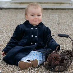 Baby Girls Blue Velour Coat & Hat Set