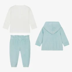 Baby Girls Blue Velour Tracksuit Set