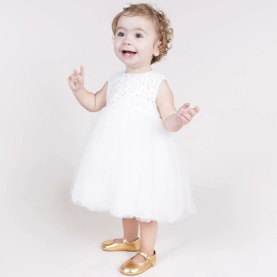 Baby Girls Gold Leather Pre-Walker Shoes