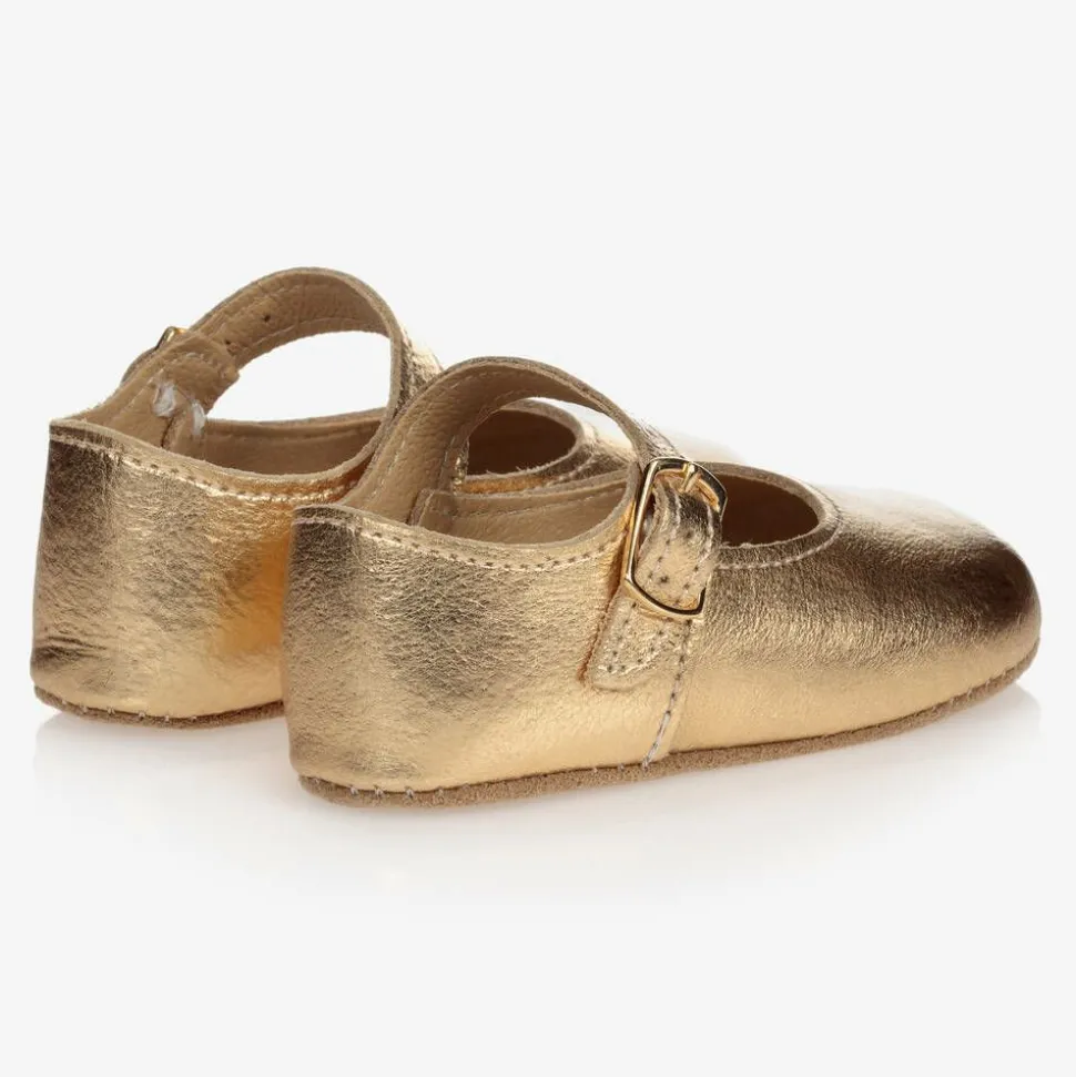Baby Girls Gold Leather Pre-Walker Shoes