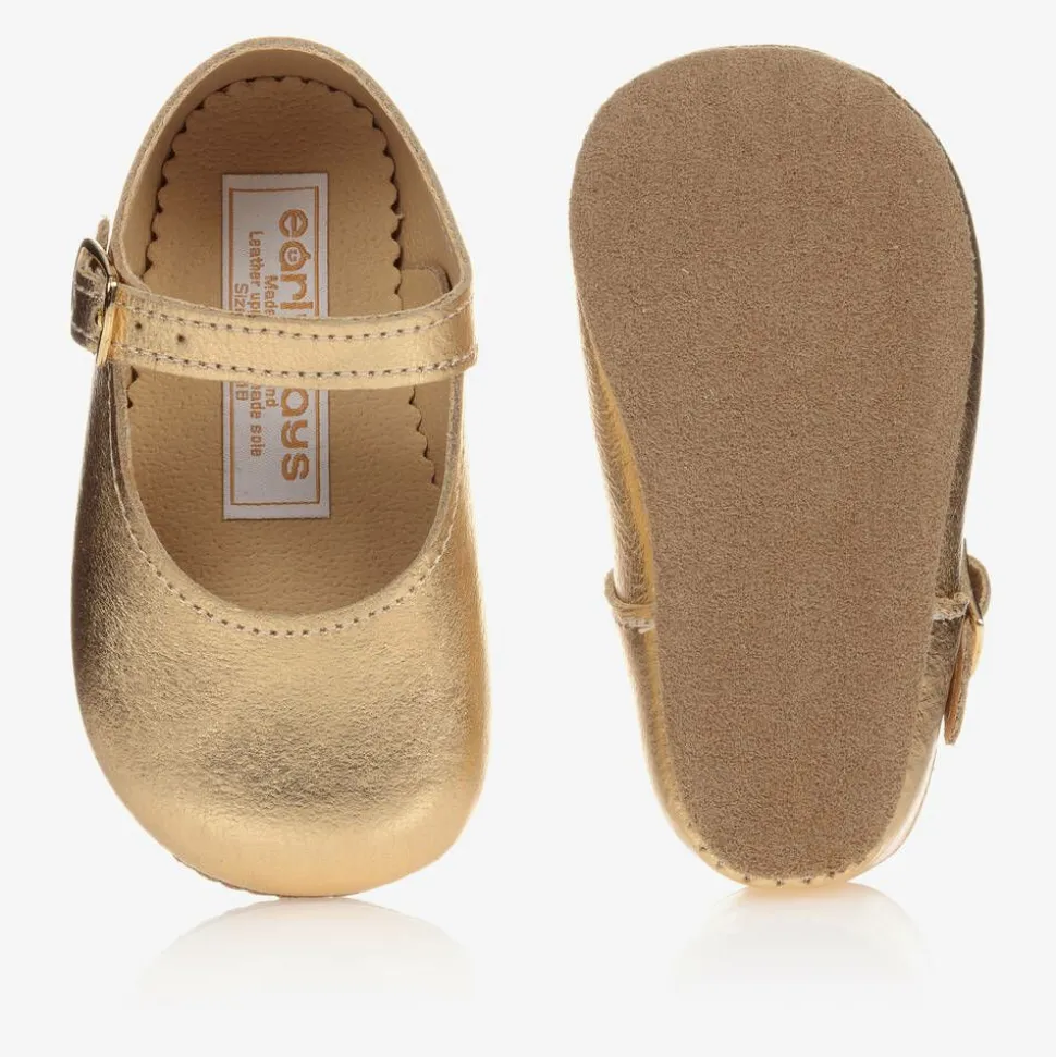 Baby Girls Gold Leather Pre-Walker Shoes