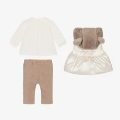 Baby Girls Ivory & Brown Leggings Set