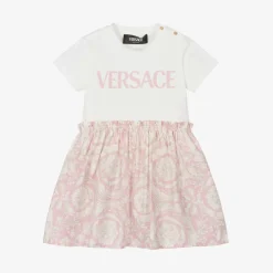 Baby Girls Ivory & Pink Barocco Cotton Dress