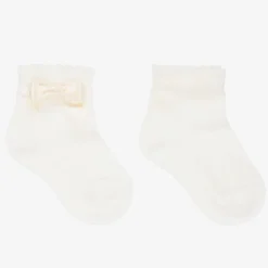 Baby Girls Ivory Bow Socks