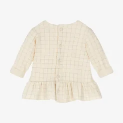 Baby Girls Ivory Check Cotton Dress