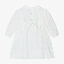 Baby Girls Ivory Cotton Hand-Smocked Dress