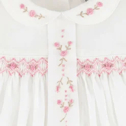 Baby Girls Ivory Cotton Hand-Smocked Dress