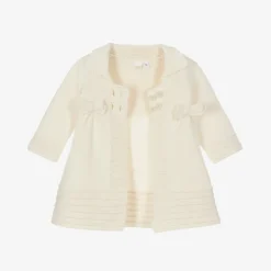 Baby Girls Ivory Cotton Knit Pram Coat