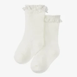 Baby Girls Ivory Cotton Lace Frill Socks