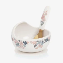 Baby Girls Ivory Floral Feeding Bowl & Spoon Set
