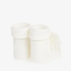 Baby Girls Ivory Headband & Booties Set
