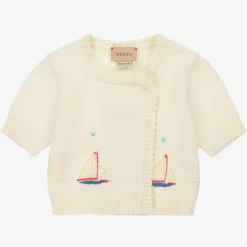 Baby Girls Ivory Knitted Boat Cardigan