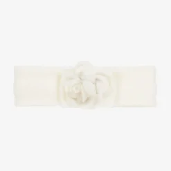 Baby Girls Ivory Knitted Flower Headband