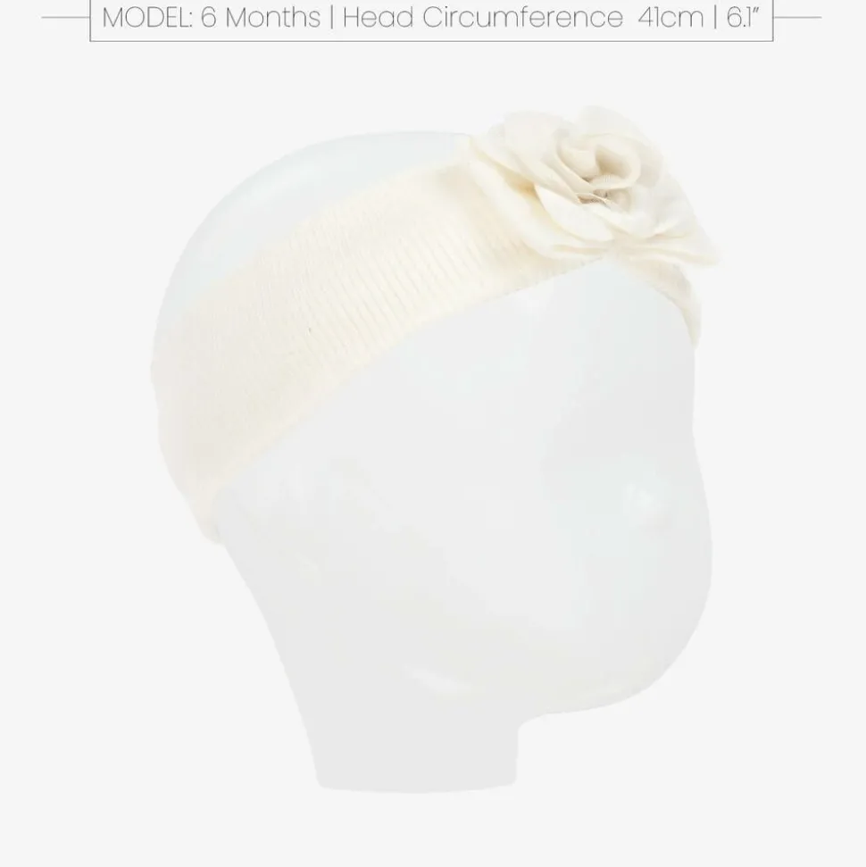 Baby Girls Ivory Knitted Flower Headband