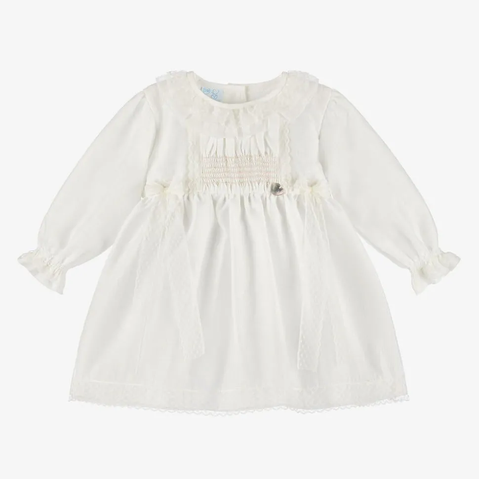 Baby Girls Ivory Organza & Lace Dress