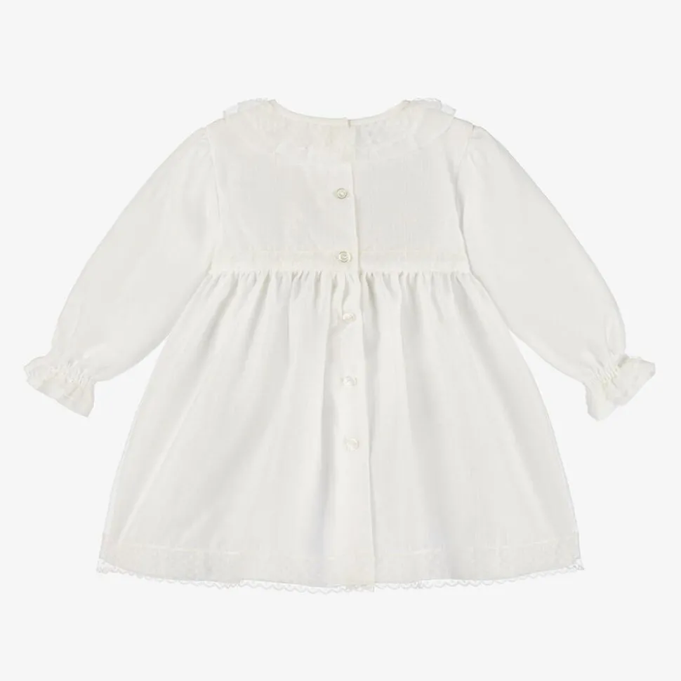 Baby Girls Ivory Organza & Lace Dress