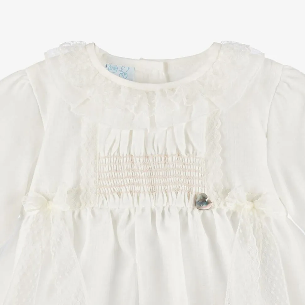 Baby Girls Ivory Organza & Lace Dress