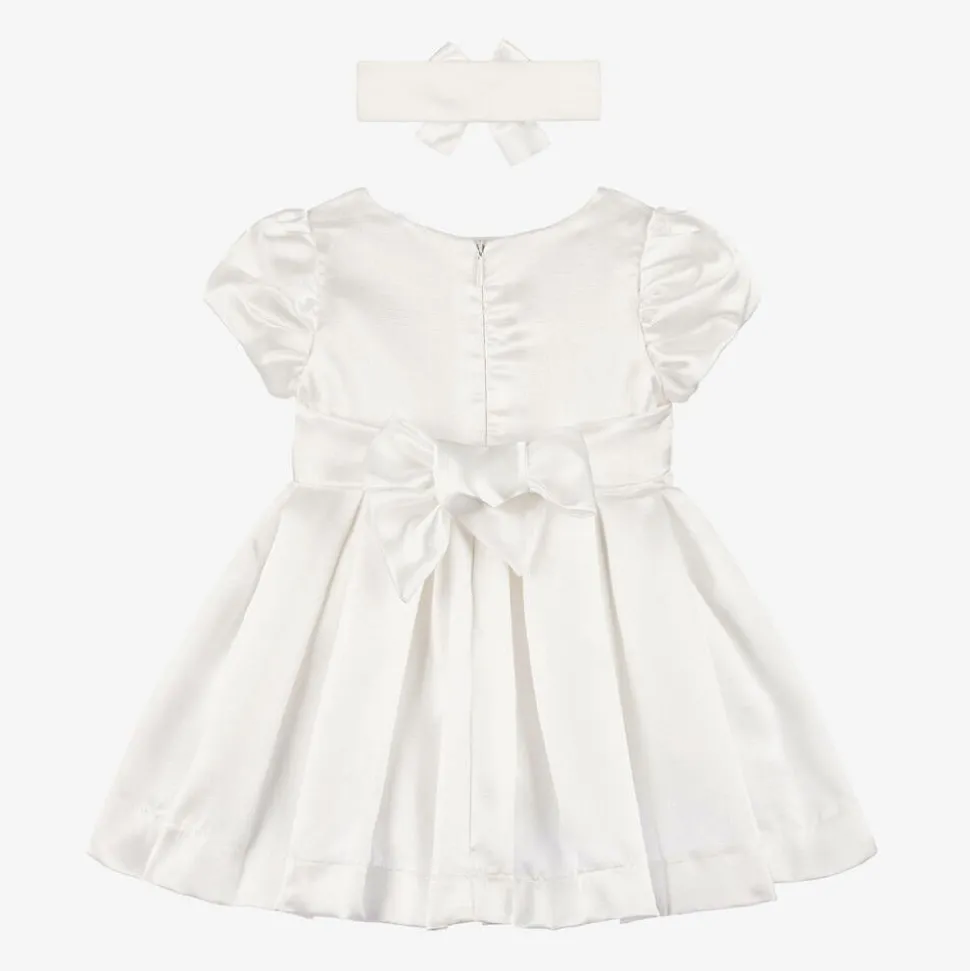 Baby Girls Ivory Satin Dress Set