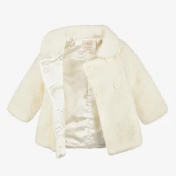Baby Girls Ivory Sherpa Fleece Coat