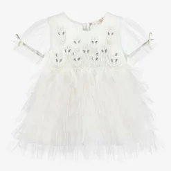 Baby Girls Ivory Tulle & Beads Dress