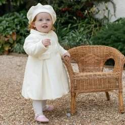 Baby Girls Ivory Velour Coat & Hat Set
