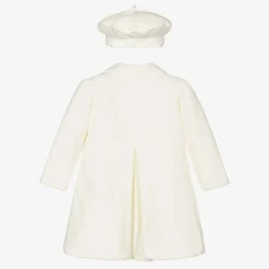 Baby Girls Ivory Velour Coat & Hat Set