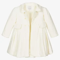 Baby Girls Ivory Velour Coat & Hat Set