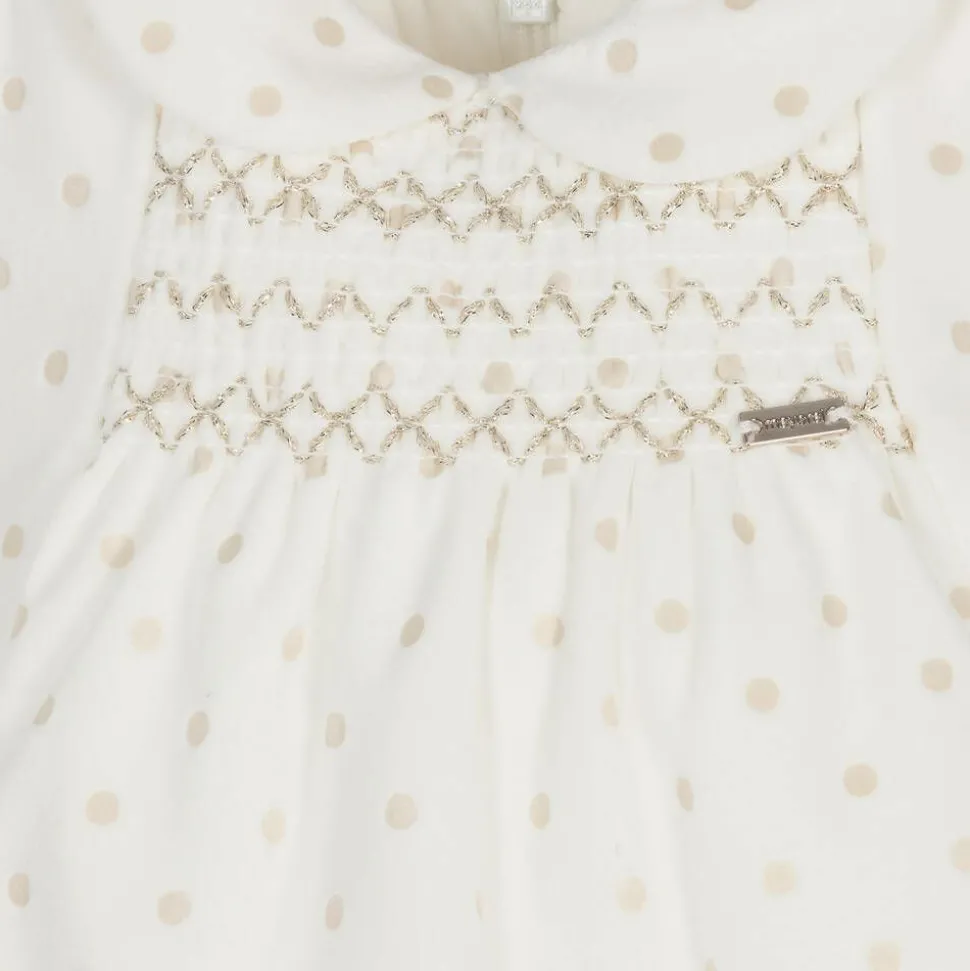 Baby Girls Ivory Velvet Polka Dot Dress