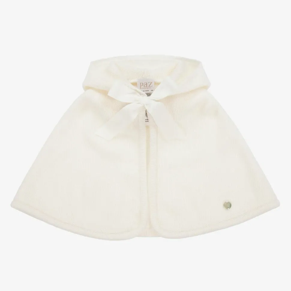 Baby Girls Ivory Wool Knit Cape