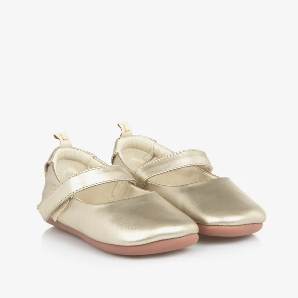 Baby Girls Metallic Gold Leather Shoes