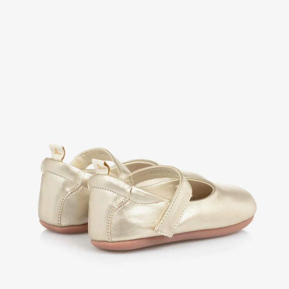 Baby Girls Metallic Gold Leather Shoes