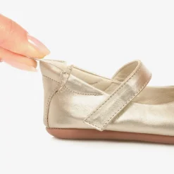 Baby Girls Metallic Gold Leather Shoes