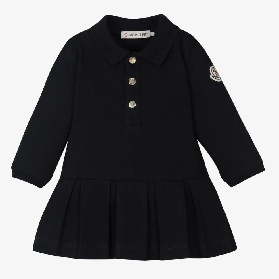Baby Girls Navy Blue Cotton Piqué Dress