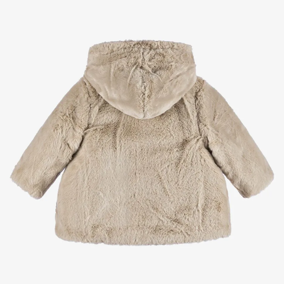 Baby Girls Pink & Beige Reversible Coat