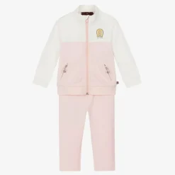 Baby Girls Pink & Ivory Cotton Tracksuit