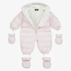 Baby Girls Pink Barocco Down Snowsuit