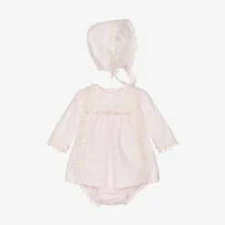 Baby Girls Pink Cotton Dress Set