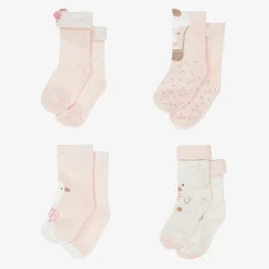 Baby Girls Pink Cotton Duck Socks (6 Pack)