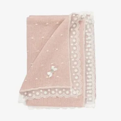 Baby Girls Pink Cotton Knit Shawl (106cm)