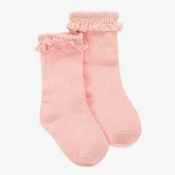 Baby Girls Pink Cotton Lace Frill Socks