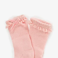 Baby Girls Pink Cotton Lace Frill Socks