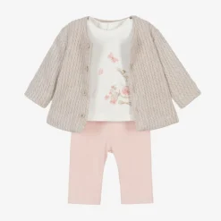 Baby Girls Pink Cotton Leggings Set