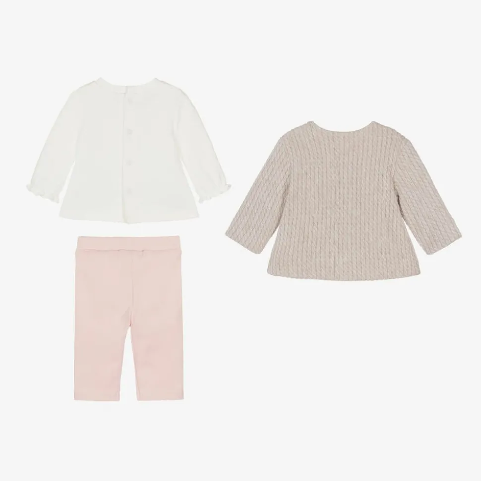 Baby Girls Pink Cotton Leggings Set