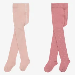 Baby Girls Pink Cotton Tights (2 Pack)
