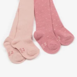 Baby Girls Pink Cotton Tights (2 Pack)