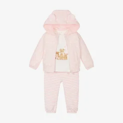 Baby Girls Pink Cotton Tracksuit Set