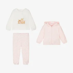 Baby Girls Pink Cotton Tracksuit Set