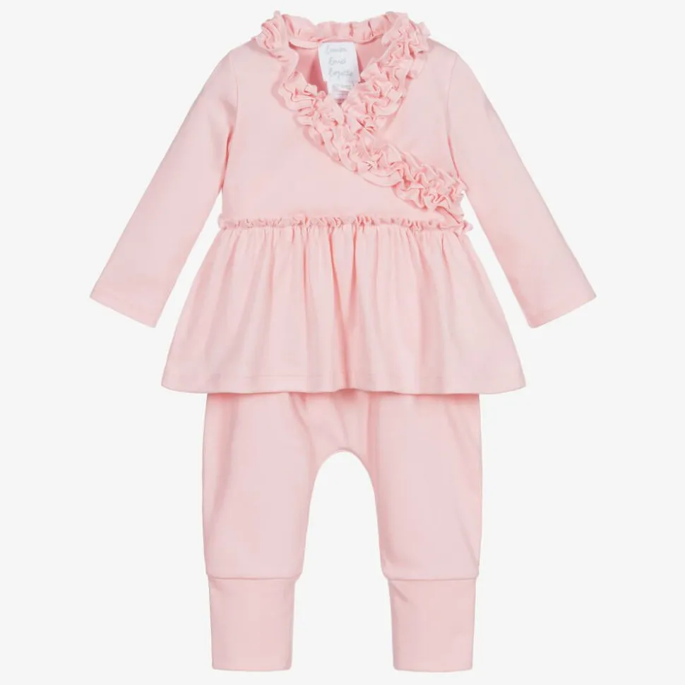 Baby Girls Pink Cotton Trouser Set