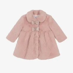 Baby Girls Pink Faux Fur Coat